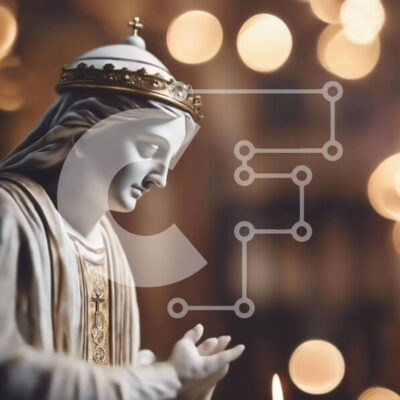 Intra Συλλεκτικό Ξύλινο Παζλ Plywood 4mm - Άγαλμα της Παναγίας που φωτίζεται από το φως των κεριών Σε Ξύλινο Κουτί - Διαστάσεις Puzzle: 10x10 cm – 25 κομμάτια - Image 1