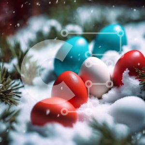 Intra Συλλεκτικό Ξύλινο Παζλ Plywood  4mm - Πολύχρωμα Πασχαλινά αυγά στο χιονισμένο τοπίο Σε Ξύλινο Κουτί - Διαστάσεις: 10x10 cm – 25 κομμάτια