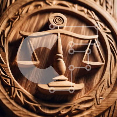 Intra Συλλεκτικό Ξύλινο Παζλ Plywood  4mm - Ξύλινες κλίμακες δικαιοσύνης σύμβολο σε περίτεχνα διακοσμημένη κυκλική βάση Σε Ξύλινο Κουτί - Διαστάσεις: 10x10 cm – 25 κομμάτια - Image 1