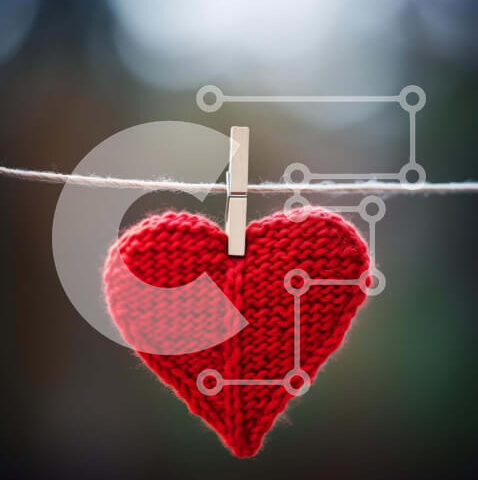 Intra Συλλεκτικό Ξύλινο Παζλ Plywood 4mm - Κόκκινο πλεκτό στολίδι καρδιάς σε ρούχο Σε Ξύλινο Κουτί - Διαστάσεις Puzzle: 10x10 cm – 25 κομμάτια - Image 1