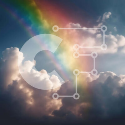 Intra Συλλεκτικό Ξύλινο Παζλ Plywood  4mm - Φωτεινό και πολύχρωμο ουράνιο τόξο στον ουρανό μέσα από σύννεφα Σε Ξύλινο Κουτί - Διαστάσεις: 10x10 cm – 25 κομμάτια - Image 1