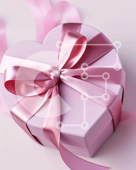 Intra Συλλεκτικό Ξύλινο Παζλ Plywood  4mm - Κουτί δώρου σε σχήμα καρδιάς με ροζ κορδέλα σε λευκό φόντο Σε Ξύλινο Κουτί - Διαστάσεις: 10x10 cm – 25 κομμάτια