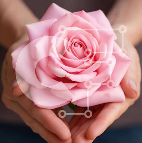 Intra Συλλεκτικό Ξύλινο Παζλ Plywood  4mm - Χέρια που κρατούν ροζ τριαντάφυλλα Σε Ξύλινο Κουτί - Διαστάσεις Puzzle: 10x10 cm – 25 κομμάτια - Image 1