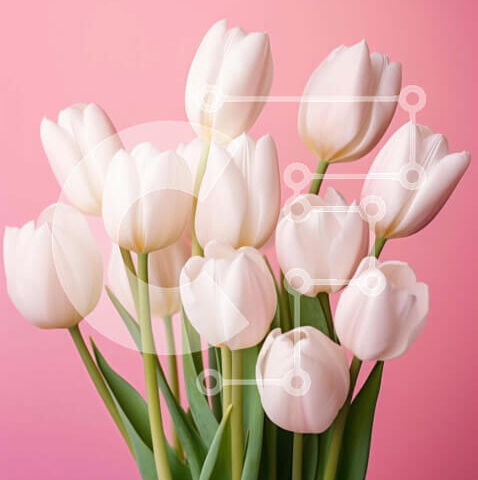 Intra Συλλεκτικό Ξύλινο Παζλ Plywood 4mm - Λευκές τουλίπες σε βάζο σε ροζ φόντο Σε Ξύλινο Κουτί - Διαστάσεις: 10x10 cm – 25 κομμάτια - Image 1