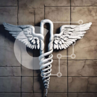 Intra Συλλεκτικό Ξύλινο Παζλ Plywood  4mm - Ιατρικό σύμβολο Caduceus σε πέτρινο τοίχο Σε Ξύλινο Κουτί - Διαστάσεις Puzzle: 10x10 cm – 25 κομμάτια - Image 1