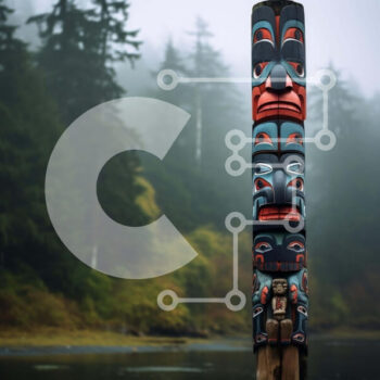 Intra Συλλεκτικό Ξύλινο Παζλ Plywood  4mm - Ιθαγενής Αμερικανός πόλος τοτέμ δίπλα στο νερό Σε Ξύλινο Κουτί - Διαστάσεις Puzzle: 10x10 cm – 25 κομμάτια - Image 1