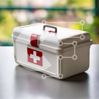 Intra Συλλεκτικό Ξύλινο Παζλ Plywood 4mm - Μικρό λευκό κουτί πρώτων βοηθειών στο τραπέζι Σε Ξύλινο Κουτί - Διαστάσεις Puzzle: 10x10 cm – 25 κομμάτια - Image 1