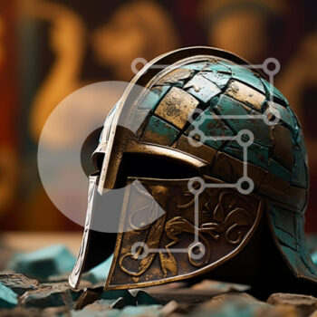 Intra Συλλεκτικό Ξύλινο Παζλ Plywood  4mm - Αρχαίο σπαρτιατικό κράνος σε σπασμένη κεραμική Σε Ξύλινο Κουτί - Διαστάσεις Puzzle: 10x10 cm – 25 κομμάτια - Image 1