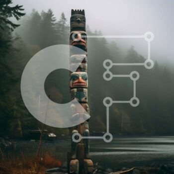 Intra Συλλεκτικό Ξύλινο Παζλ Plywood  4mm - Ιθαγενής Αμερικανός πόλος τοτέμ δίπλα στο νερό με βάρκες Σε Ξύλινο Κουτί - Διαστάσεις Puzzle: 10x10 cm – 25 κομμάτια - Image 1