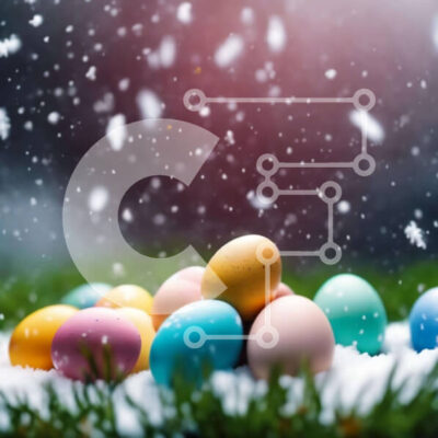 Intra Συλλεκτικό Ξύλινο Παζλ Plywood  4mm - Πολύχρωμα Πασχαλινά αυγά στο χιόνι Σε Ξύλινο Κουτί - Διαστάσεις: 10x10 cm – 25 κομμάτια - Image 1