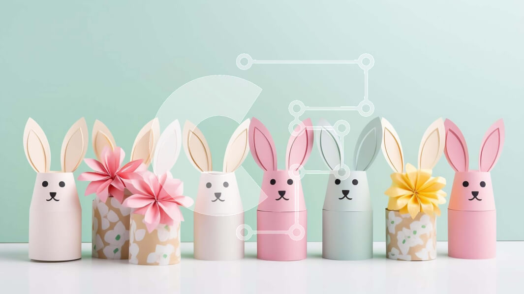 Intra Συλλεκτικό Ξύλινο Παζλ Plywood  4mm - Πολύχρωμα χάρτινα λαγουδάκια για το Πάσχα και τις ειδικές περιστάσεις Σε Ξύλινο Κουτί - Διαστάσεις Puzzle: 10x10 cm – 25 κομμάτια