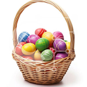 Intra Συλλεκτικό Ξύλινο Παζλ Plywood  4mm - Πολύχρωμα Πασχαλινά αυγά στο ψάθινο καλάθι Σε Ξύλινο Κουτί - Διαστάσεις: 10x10 cm – 25 κομμάτια