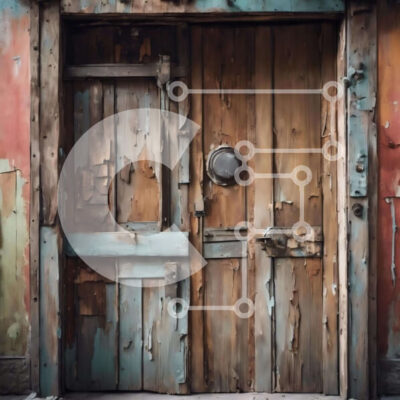 Intra Συλλεκτικό Ξύλινο Παζλ Plywood  4mm - Παλιά ξεπερασμένη ξύλινη πόρτα με στρογγυλό πόμολο Σε Ξύλινο Κουτί - Διαστάσεις Puzzle: 10x10 cm – 25 κομμάτια - Image 1