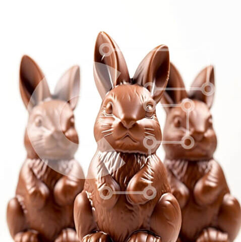 Intra Συλλεκτικό Ξύλινο Παζλ Plywood 4mm - Σοκολατένια ειδώλια λαγουδάκι του Πάσχα Σε Ξύλινο Κουτί - Διαστάσεις Puzzle: 10x10 cm – 25 κομμάτια - Image 1