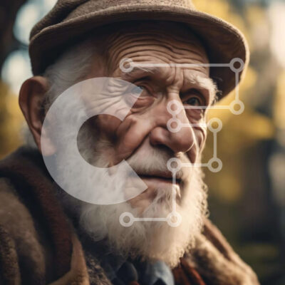 Intra Συλλεκτικό Ξύλινο Παζλ Plywood  4mm - Ηλικιωμένος άνδρας σε εξωτερικούς χώρους με τα δέντρα Σε Ξύλινο Κουτί - Διαστάσεις Puzzle: 10x10 cm – 25 κομμάτια - Image 1