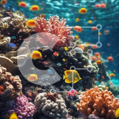 Intra Συλλεκτικό Ξύλινο Παζλ Plywood 4mm - Πολύχρωμος κοραλλιογενής ύφαλος με τροπικά ψάρια που κολυμπούν Σε Ξύλινο Κουτί - Διαστάσεις: 10x10 cm – 25 κομμάτια - Image 1