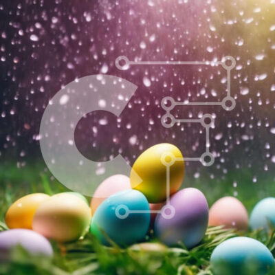 Intra Συλλεκτικό Ξύλινο Παζλ Plywood  4mm - Πολύχρωμα Πασχαλινά αυγά στη βροχή Σε Ξύλινο Κουτί - Διαστάσεις: 10x10 cm – 25 κομμάτια - Image 1