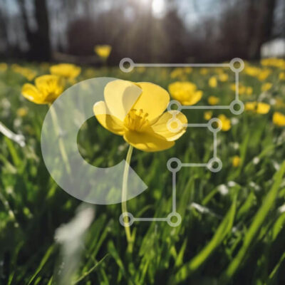 Intra Συλλεκτικό Ξύλινο Παζλ Plywood  4mm - Πεδίο με κίτρινα λουλούδια στην ηλιοφάνεια Σε Ξύλινο Κουτί - Διαστάσεις: 10x10 cm – 25 κομμάτια - Image 1