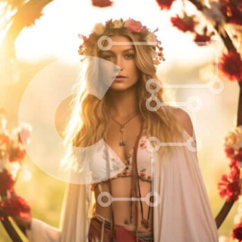 Intra Συλλεκτικό Ξύλινο Παζλ Plywood  4mm - Όμορφη ξανθιά γυναίκα σε floral πλαίσιο Σε Ξύλινο Κουτί - Διαστάσεις Puzzle: 10x10 cm – 25 κομμάτια - Image 1