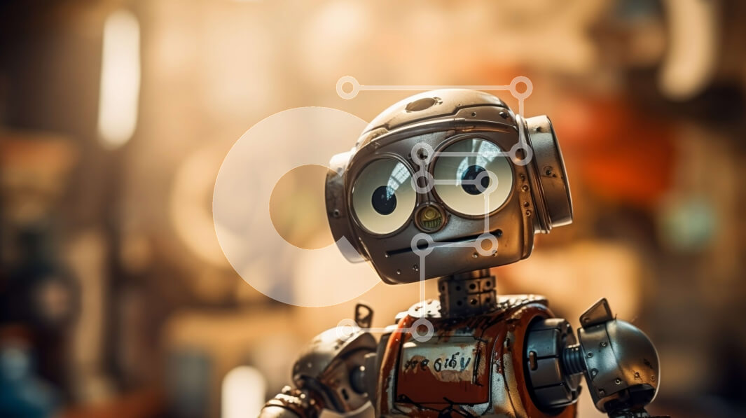 Intra Συλλεκτικό Ξύλινο Παζλ Plywood  4mm - Αξιολάτρευτη εικόνα ενός μικρού ρομπότ σε ένα ακατάστατο εργαστήριο Σε Ξύλινο Κουτί - Διαστάσεις Puzzle: 10x10 cm – 25 κομμάτια