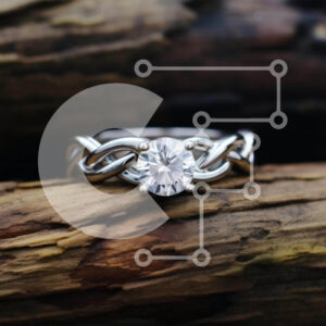 Intra Συλλεκτικό Ξύλινο Παζλ Plywood  4mm - Περίπλοκο ασημένιο δαχτυλίδι αρραβώνων σε ξύλο Σε Ξύλινο Κουτί - Διαστάσεις Puzzle: 10x10 cm – 25 κομμάτια