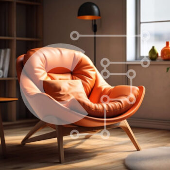 Intra Συλλεκτικό Ξύλινο Παζλ Plywood  4mm - Μοντέρνο σαλόνι με πορτοκαλί καρέκλα και φυσικό φως Σε Ξύλινο Κουτί - Διαστάσεις Puzzle: 10x10 cm – 25 κομμάτια - Image 1