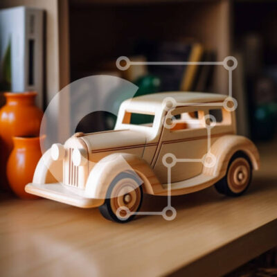 Intra Συλλεκτικό Ξύλινο Παζλ Plywood  4mm - Ξύλινο αυτοκίνητο παιχνιδιών στο ράφι μπροστά από το παράθυρο Σε Ξύλινο Κουτί - Διαστάσεις: 10x10 cm – 25 κομμάτια - Image 1