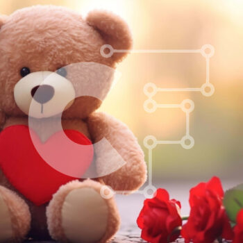 Intra Συλλεκτικό Ξύλινο Παζλ Plywood  4mm - Αρκουδάκι με κόκκινα τριαντάφυλλα και λούτρινο ζώο σε σχήμα καρδιάς Σε Ξύλινο Κουτί - Διαστάσεις Puzzle: 10x10 cm – 25 κομμάτια - Image 1