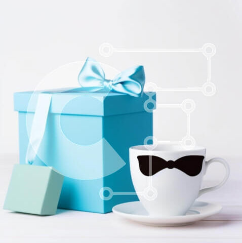 Intra Συλλεκτικό Ξύλινο Παζλ Plywood  4mm - Μπλε Κουτί Δώρου με Κύπελλο και Παπιγιόν Σε Ξύλινο Κουτί - Διαστάσεις: 10x10 cm – 25 κομμάτια - Image 1