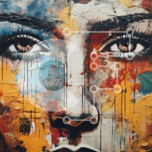 Intra Συλλεκτικό Ξύλινο Παζλ Plywood  4mm - Ζωγραφική ζωγραφική του προσώπου μιας γυναίκας με πολύχρωμες πιτσιλιές μπογιάς Σε Ξύλινο Κουτί - Διαστάσεις Puzzle: 10x10 cm – 25 κομμάτια