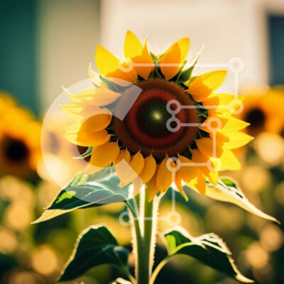 Intra Συλλεκτικό Ξύλινο Παζλ Plywood 4mm - Όμορφη εικόνα ενός ηλίανθου σε ένα χωράφι Σε Ξύλινο Κουτί - Διαστάσεις: 10x10 cm – 25 κομμάτια - Image 1