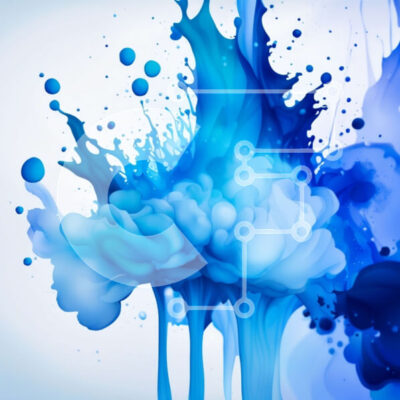 Intra Συλλεκτικό Ξύλινο Παζλ Plywood 4mm - Όμορφη αφηρημένη μπλε μελάνη σε καθαρό λευκό φόντο Σε Ξύλινο Κουτί - Διαστάσεις Puzzle: 10x10 cm – 25 κομμάτια - Image 1