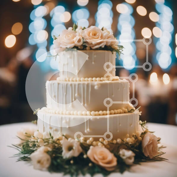 Intra Συλλεκτικό Ξύλινο Παζλ Plywood  4mm - Κομψή γαμήλια τούρτα τριών επιπέδων με ροζ τριαντάφυλλα και κεριά Σε Ξύλινο Κουτί - Διαστάσεις: 10x10 cm – 25 κομμάτια