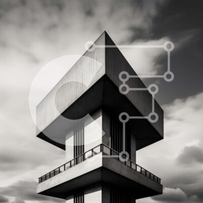 Intra Συλλεκτικό Ξύλινο Παζλ Plywood  4mm - Ψηλό κτήριο από σκυρόδεμα σε ανοιχτό πεδίο με τον πύργο του ρολογιού Σε Ξύλινο Κουτί - Διαστάσεις Puzzle: 10x10 cm – 25 κομμάτια - Image 1