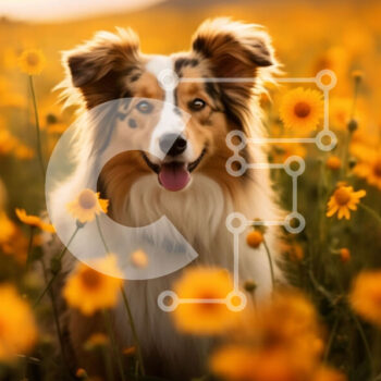 Intra Συλλεκτικό Ξύλινο Παζλ Plywood  4mm - Dog in Yellow Flower Field - Χαριτωμένες Φωτογραφίες Ζώων Σε Ξύλινο Κουτί - Διαστάσεις: 10x10 cm – 25 κομμάτια - Image 1