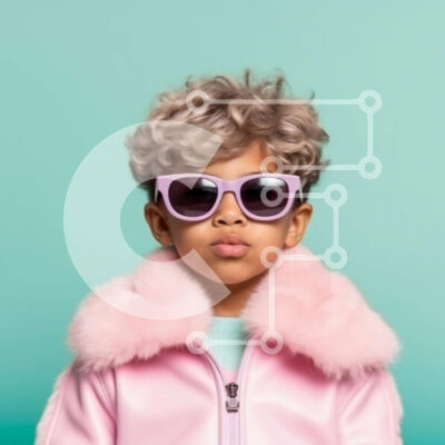 Intra Συλλεκτικό Ξύλινο Παζλ Plywood  4mm - Αξιολάτρευτη εικόνα ενός νεαρού κοριτσιού με ροζ γούνινο μπουφάν και γυαλιά ηλίου Σε Ξύλινο Κουτί - Διαστάσεις Puzzle: 10x10 cm – 25 κομμάτια - Image 1