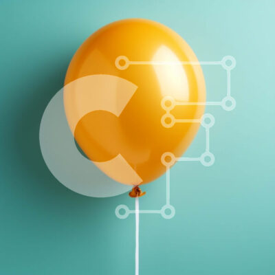 Intra Συλλεκτικό Ξύλινο Παζλ Plywood  4mm - Πορτοκαλί μπαλόνι σε τιρκουάζ φόντο Σε Ξύλινο Κουτί - Διαστάσεις Puzzle: 10x10 cm – 25 κομμάτια - Image 1