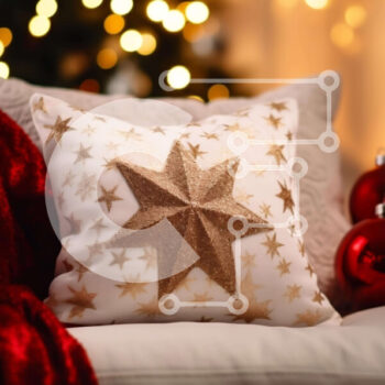 Intra Συλλεκτικό Ξύλινο Παζλ Plywood  4mm - Γιορτινός Λευκός Καναπές με Κόκκινα και Χρυσά Διακοσμητικά για τα Χριστούγεννα Σε Ξύλινο Κουτί - Διαστάσεις Puzzle: 10x10 cm – 25 κομμάτια - Image 1