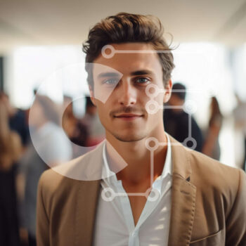 Intra Συλλεκτικό Ξύλινο Παζλ Plywood  4mm - Νεαρός άνδρας στο γραφείο ή στην αίθουσα συνεδριάσεων Σε Ξύλινο Κουτί - Διαστάσεις Puzzle: 10x10 cm – 25 κομμάτια - Image 1