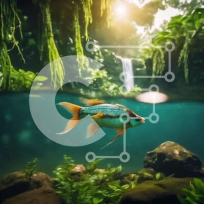 Intra Συλλεκτικό Ξύλινο Παζλ Plywood  4mm - Χρυσόψαρο που κολυμπά σε τροπικό περιβάλλον Σε Ξύλινο Κουτί - Διαστάσεις: 10x10 cm – 25 κομμάτια - Image 1