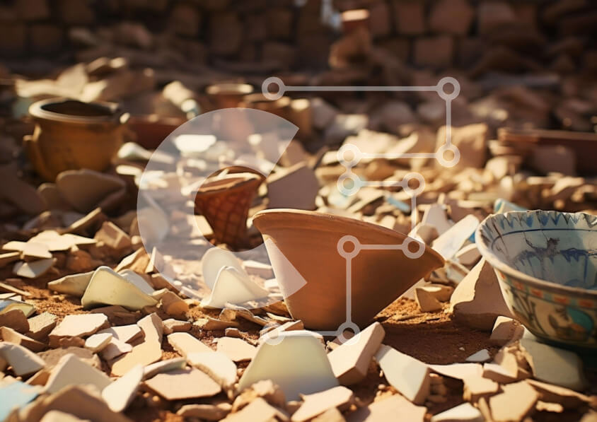 Intra Συλλεκτικό Ξύλινο Παζλ Plywood  4mm - Σωρός από σπασμένα κεραμικά Σε Ξύλινο Κουτί - Διαστάσεις: 10x10 cm – 25 κομμάτια