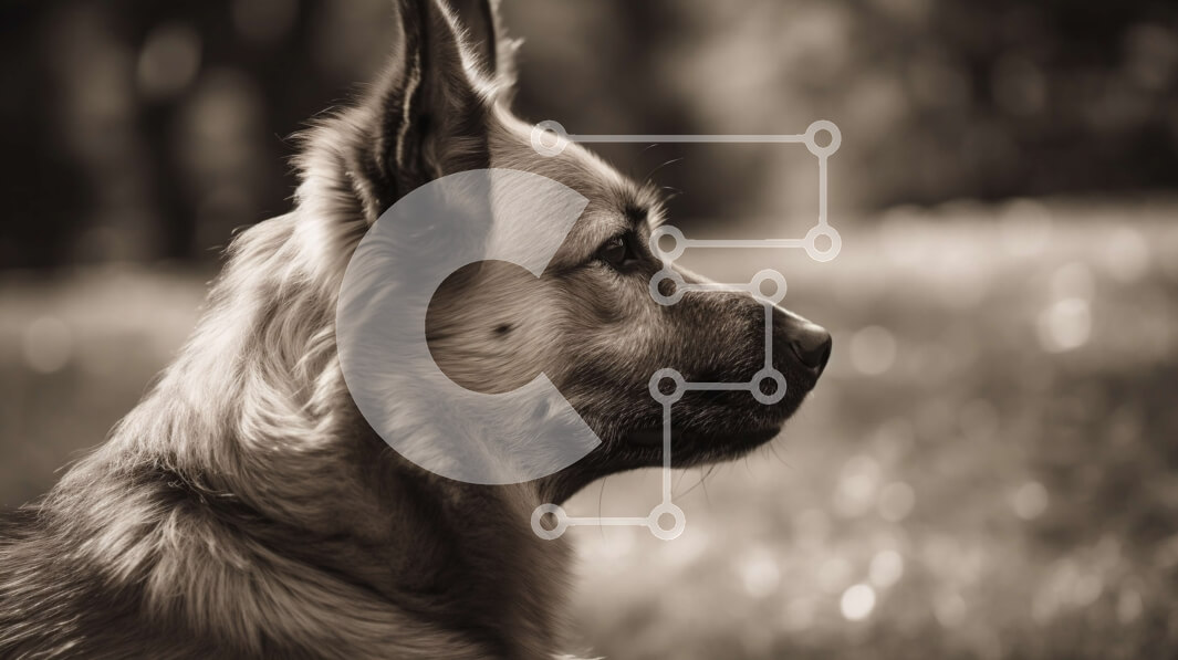 Intra Συλλεκτικό Ξύλινο Παζλ Plywood  4mm - Όμορφη ασπρόμαυρη φωτογραφία ενός γερμανικού ποιμενικού σκύλου Σε Ξύλινο Κουτί - Διαστάσεις: 10x10 cm – 25 κομμάτια