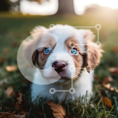 Intra Συλλεκτικό Ξύλινο Παζλ Plywood  4mm - Χαριτωμένο κουτάβι που κάθεται στο γρασίδι Σε Ξύλινο Κουτί - Διαστάσεις: 10x10 cm – 25 κομμάτια - Image 1