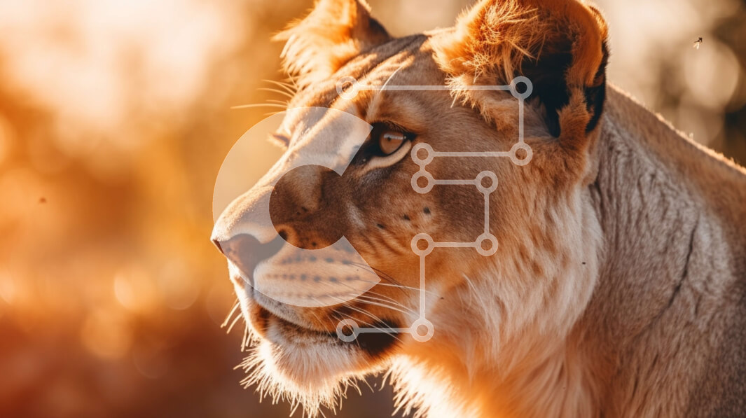 Intra Συλλεκτικό Ξύλινο Παζλ Plywood  4mm - Κοντινό πλάνο του λιονταριού που κοιτάζει επίμονα τον ήλιο Σε Ξύλινο Κουτί - Διαστάσεις: 10x10 cm – 25 κομμάτια