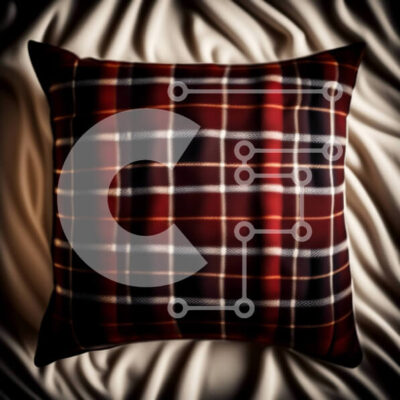 Intra Συλλεκτικό Ξύλινο Παζλ Plywood  4mm - Κομψό κόκκινο και μαύρο καρό μαξιλάρι για διακόσμηση σπιτιού Σε Ξύλινο Κουτί - Διαστάσεις: 10x10 cm – 25 κομμάτια - Image 1