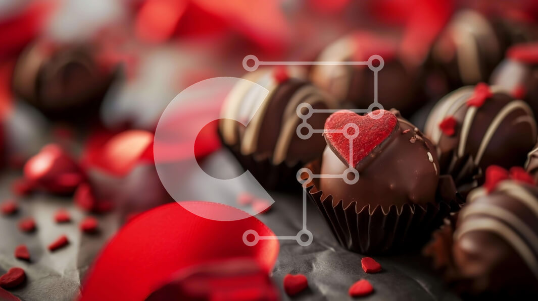 Intra Συλλεκτικό Ξύλινο Παζλ Plywood  4mm - Καραμέλες σοκολάτας σε σχήμα καρδιάς σε κόκκινα τριαντάφυλλα Σε Ξύλινο Κουτί - Διαστάσεις Puzzle: 10x10 cm – 25 κομμάτια