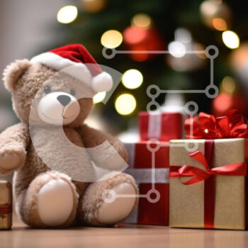 Intra Συλλεκτικό Ξύλινο Παζλ Plywood  4mm - Αρκουδάκι με κουτιά δώρων για τα Χριστούγεννα Σε Ξύλινο Κουτί - Διαστάσεις: 10x10 cm – 25 κομμάτια - Image 1