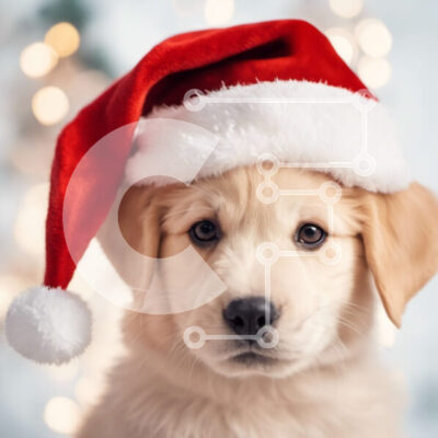 Intra Συλλεκτικό Ξύλινο Παζλ Plywood  4mm - Αξιολάτρευτο κουτάβι με καπέλο Άγιου Βασίλη Σε Ξύλινο Κουτί - Διαστάσεις: 10x10 cm – 25 κομμάτια - Image 1