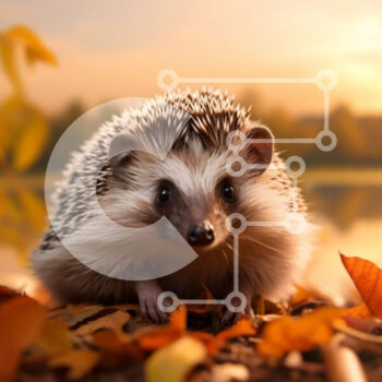 Intra Συλλεκτικό Ξύλινο Παζλ Plywood  4mm - Αξιολάτρευτη εικόνα ενός σκαντζόχοιρου σε ένα φθινοπωρινό δάσος Σε Ξύλινο Κουτί - Διαστάσεις: 10x10 cm – 25 κομμάτια - Image 1