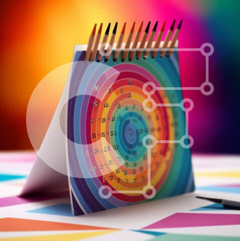 Intra Συλλεκτικό Ξύλινο Παζλ Plywood 4mm - Πολύχρωμο σπειροειδές ημερολόγιο στο γραφείο με μολύβια Σε Ξύλινο Κουτί - Διαστάσεις: 10x10 cm – 25 κομμάτια - Image 1